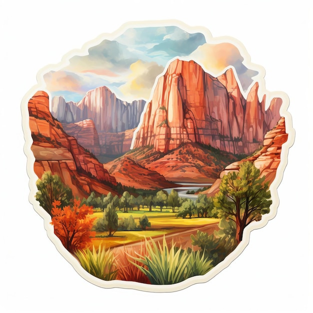 Zion National Park Stepped Watercolor Sticker