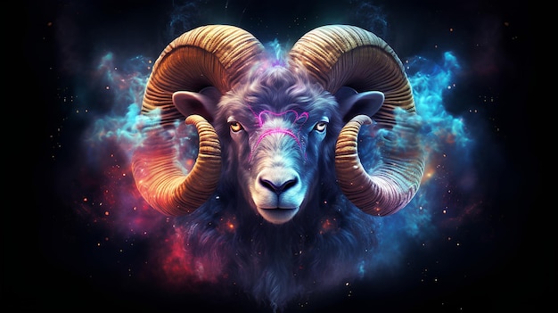 Zodiac sign aries in cosmic space Generative AI