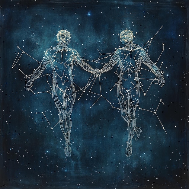 Photo zodiac sign gemini made from constellation astrology and zodiac