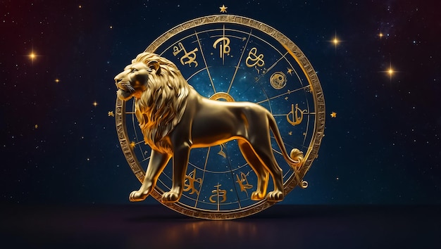 Zodiac sign Leo golden on a dark background