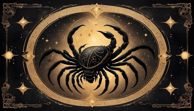 Zodiac sign Scorpion a drawing of a scorpion with the stars in the background