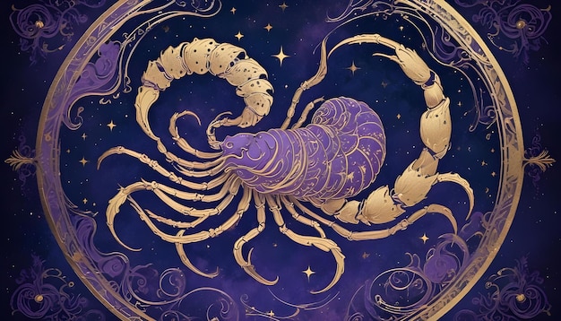 Zodiac sign Scorpion a drawing of a scorpion with the stars in the background