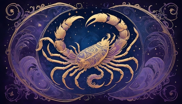 Zodiac sign Scorpion a drawing of a scorpion with the stars in the background