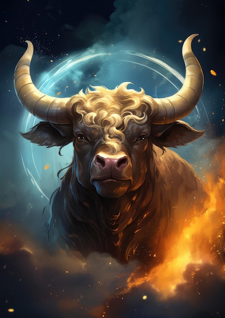 Zodiac sign of taurus bull head fantasy horoscope Generative Ai