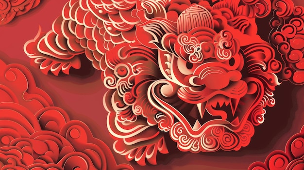 Zodiac Sign for Year of Dog The Chinese traditional papercut art