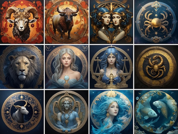 Zodiac Signs Digital Art Print AI Generated Wall Art AI Art