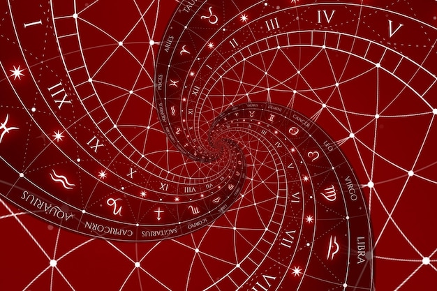 Zodiac Signs Horoscope background Concept for fantasy and mystery