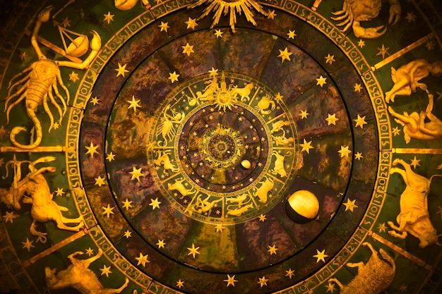 Zodiac Signs Horoscope background Concept for fantasy and mystery