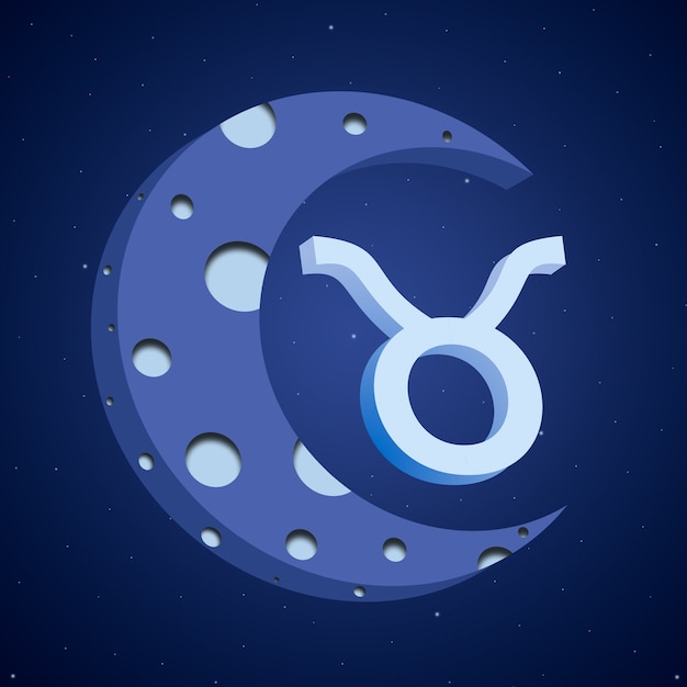 Zodiac symbol Taurus with the moon 3d