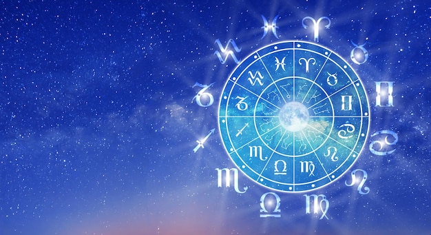 Zodiac wheel Astrology concept