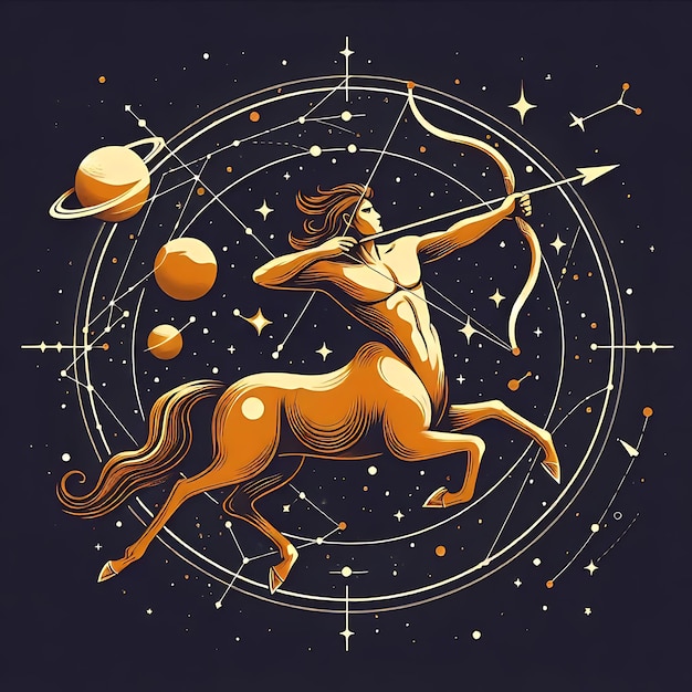 Photo zodiacal constellation sagittarius flat illustration