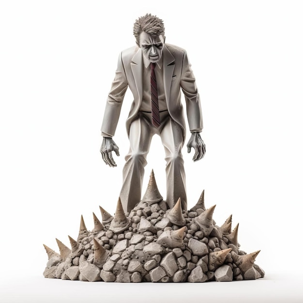 Zombie Figurine On White A Striking Concrete Sculpture