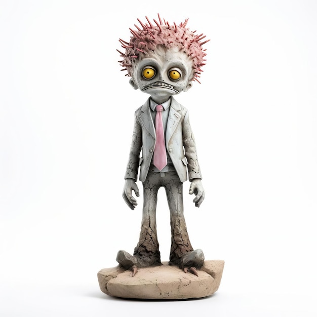 Zombie Figurine On White A Striking Concrete Sculpture