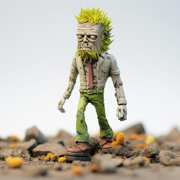 Zombie Figurine On White A Striking Concrete Sculpture