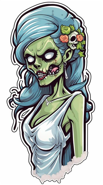 Photo zombie halloween monster skeleton bride sticker