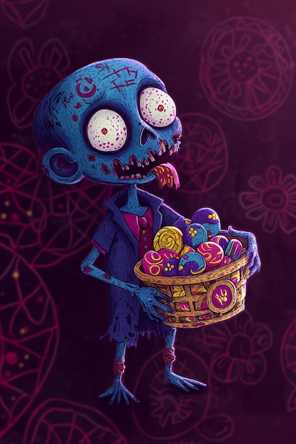 Zombie Holding Easter Basket