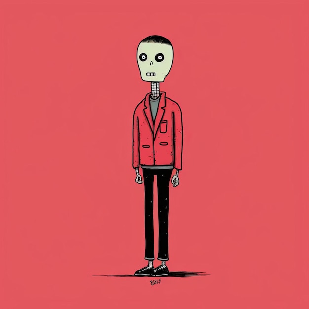 Zombie Illustration On Red Background Alienpunk Style By Jean Jullien