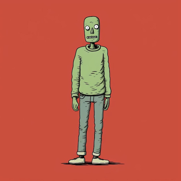 Zombie Illustration In The Style Of Cody Ellingham A Neoconcrete Art Inspired Cartoon