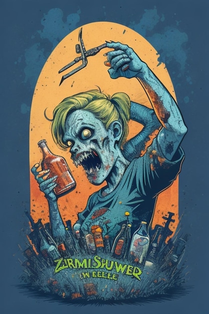 Zombie illustration with beer art