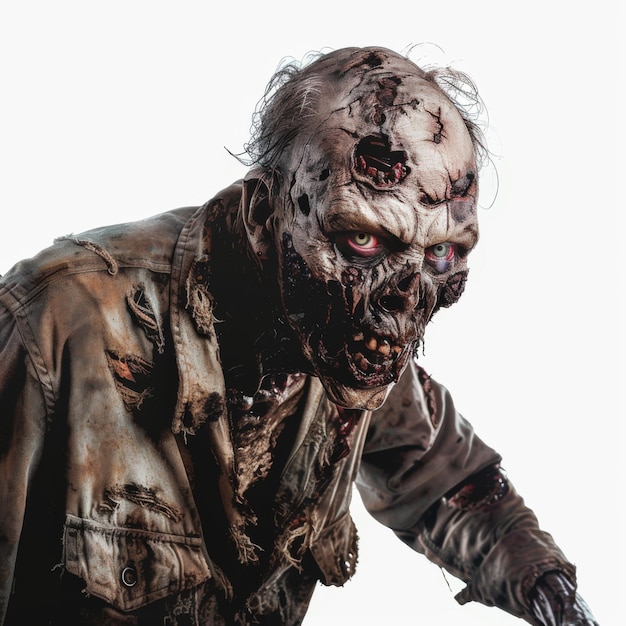 Photo zombie man isolated on white background