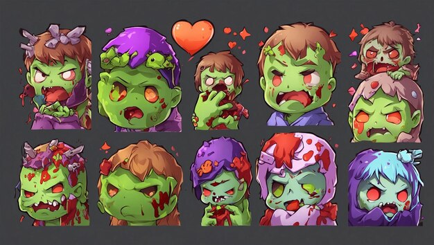 Photo zombie sticker collection set ai generated illustrations 20