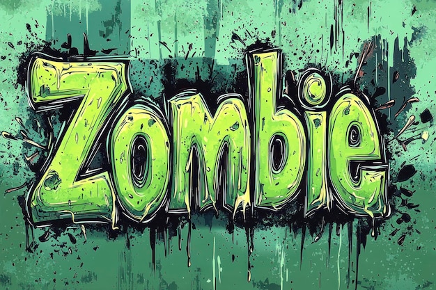 Photo zombie text green halloween text style