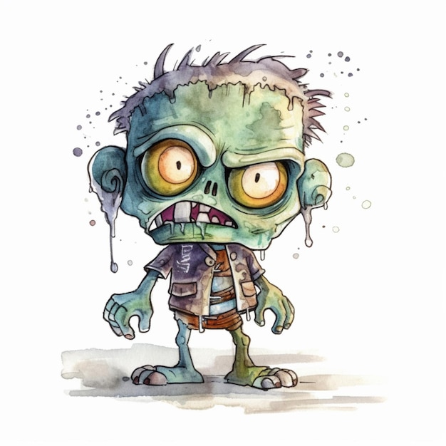 Zombie with a spiky head and a jacket on generative ai