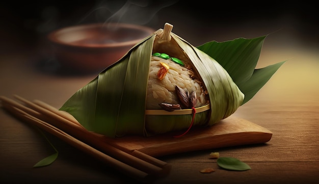 Photo zongzi rice dumpling for chinese traditional dragon boat festival duanwu festival ai generated