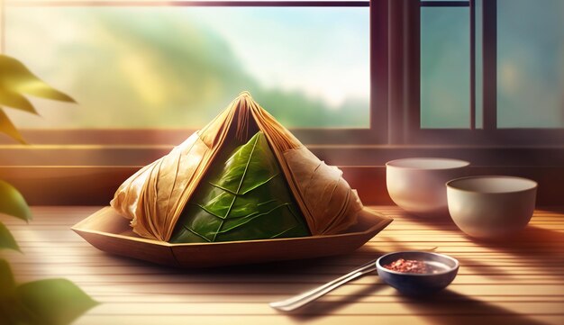 Photo zongzi rice dumpling for chinese traditional dragon boat festival duanwu festival ai generated