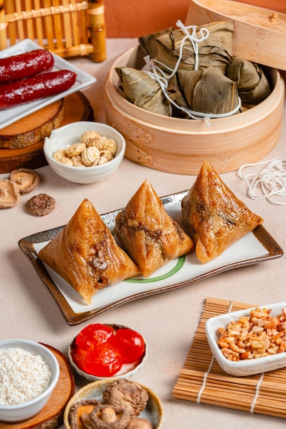 Zongzi rice dumpling for Chinese traditional Dragon Boat Festival Duanwu Festival