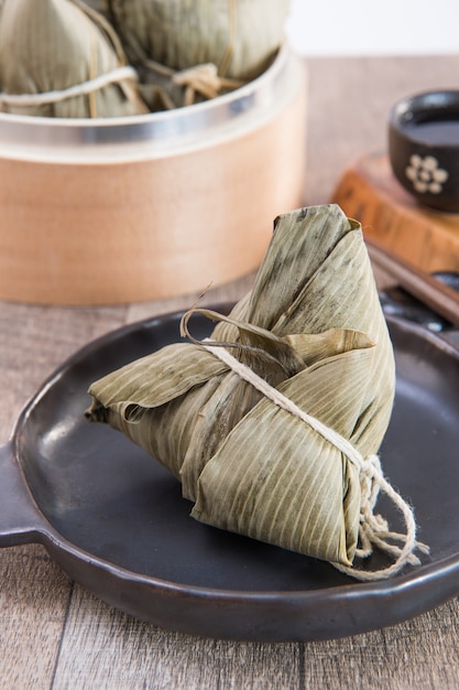 Zongzi or rice dumpling on Dragon Boat Festival, Asian traditional food