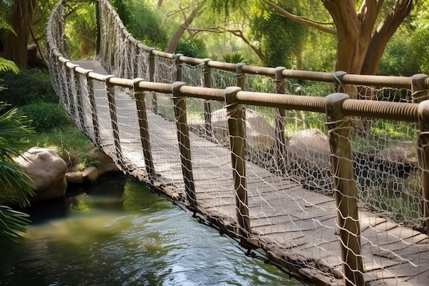 Zoo Feature Suspended Roped Bridge Element