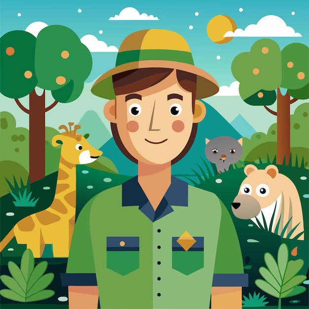 Photo zookeeper in the nature