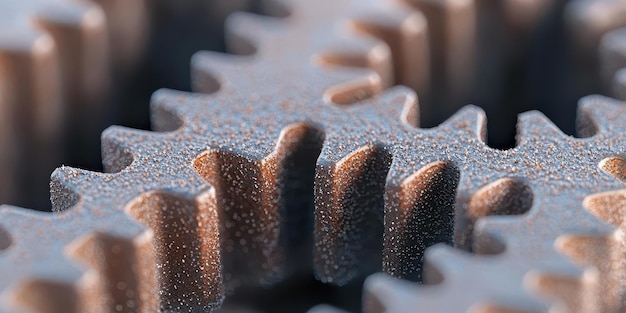 Photo a zoomedin shot of a gear39s teeth showcasing macrolevel mechanical precision