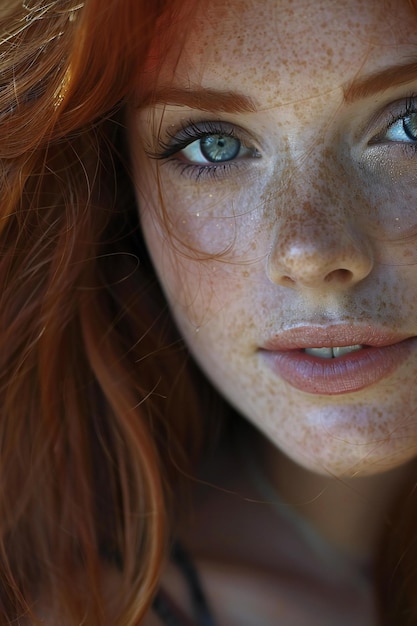 Zoomedout shot of redhead with blue eyes and perfect fitness body