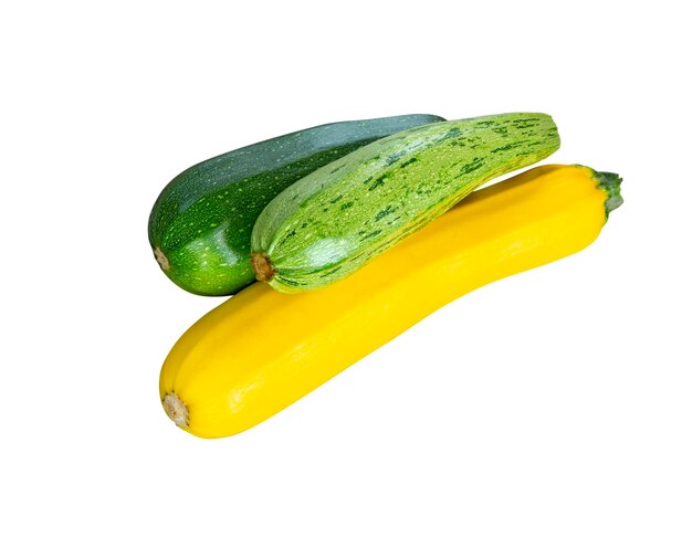 Zucchini or courgettes on white