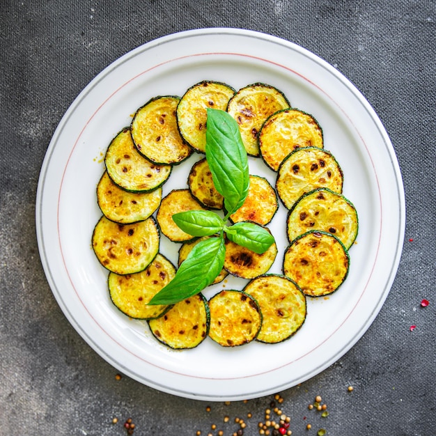 zucchini fried vegetable fresh healthy meal food snack on the table copy space food background