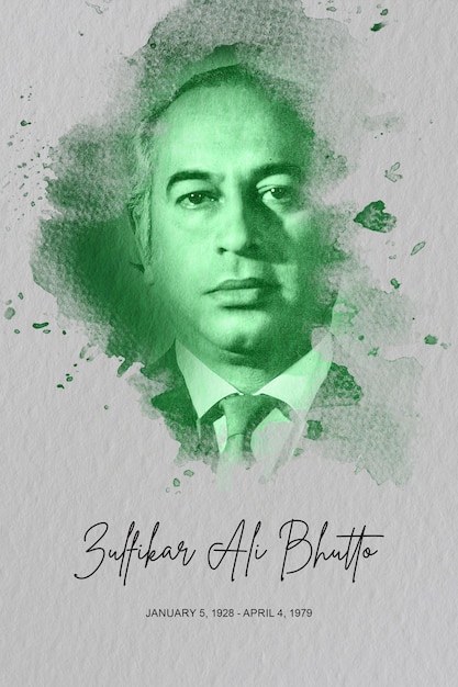 Zulfiqar Ali Bhutto PPP Water Color Portrait Post for social media