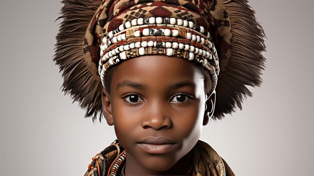 Zulu Crowned Child on Transparent Background