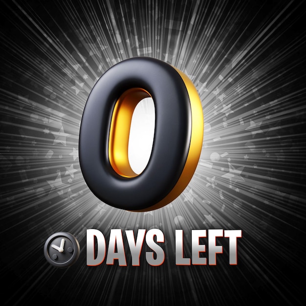 0 days left countdown date number promotional banner or background