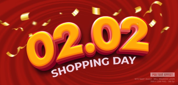 0202 shopping day realistic banner with 3d style effect