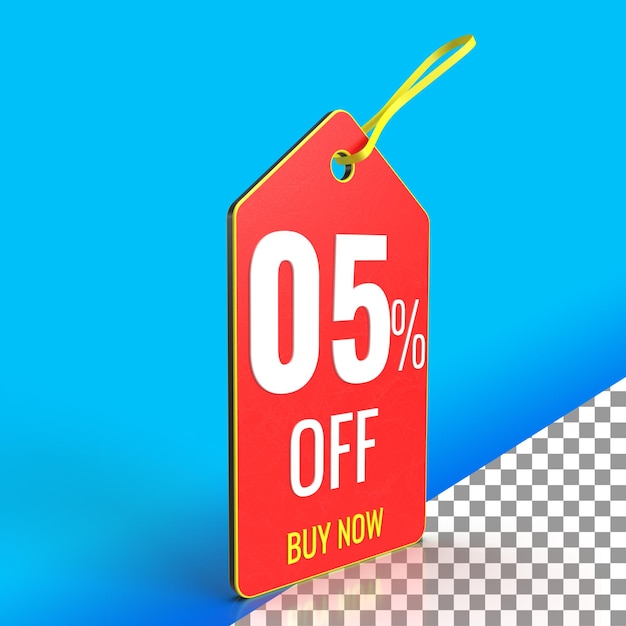 05 percentage discount tag 3d rendering, sale label symbol for shopping mall, label for sell offer.