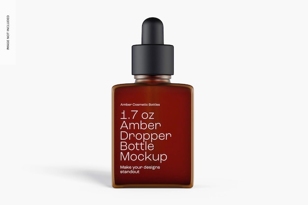 1.7 oz Amber Dropper Bottle Mockup, Front View