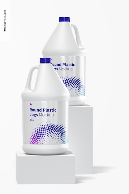 1 gal Round Plastic Jugs Mockup, Front View