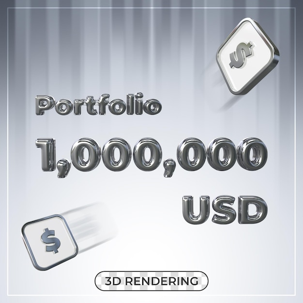 1 Million Dollar USD Portfolio 3D rendering