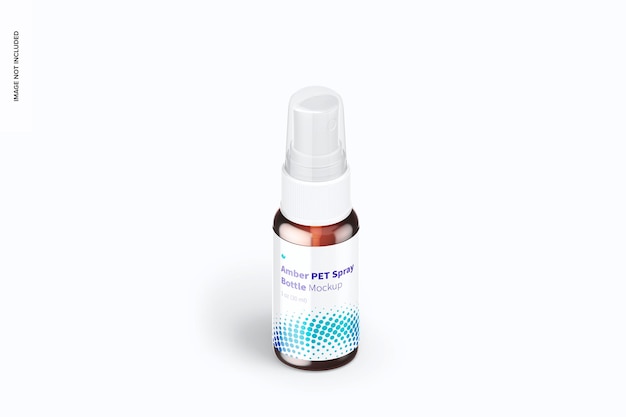 1 oz Amber PET Spray Bottle Mockup, Isometric View