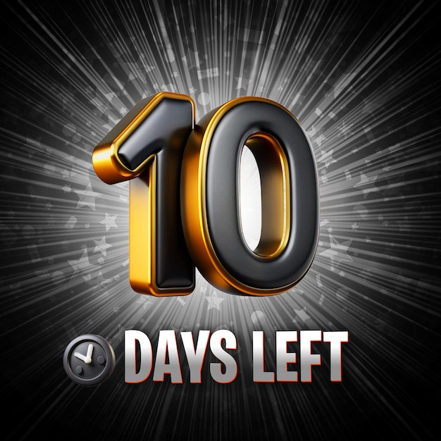 10 days left countdown date number promotional banner or background