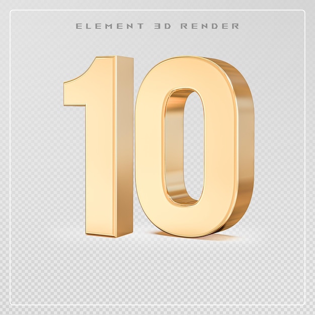 10 number golden 3d render