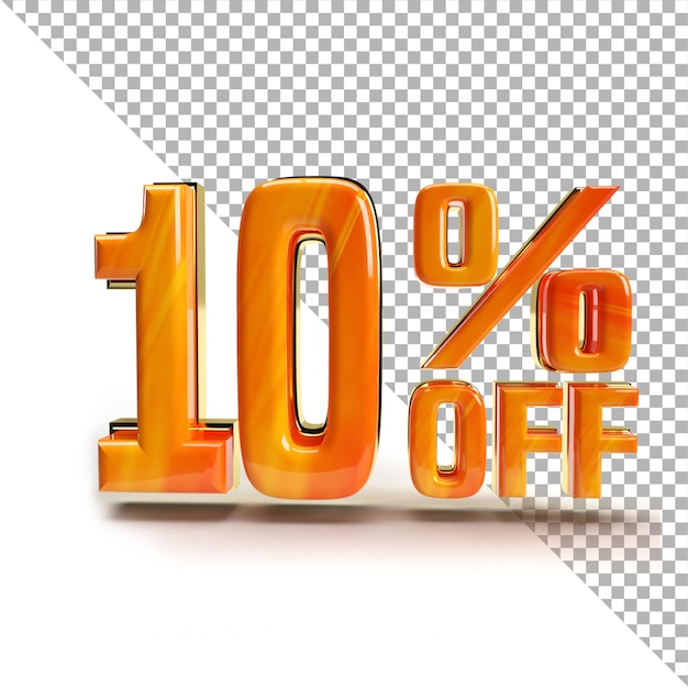 10 off discount 3D golden text effect, discount 3d text