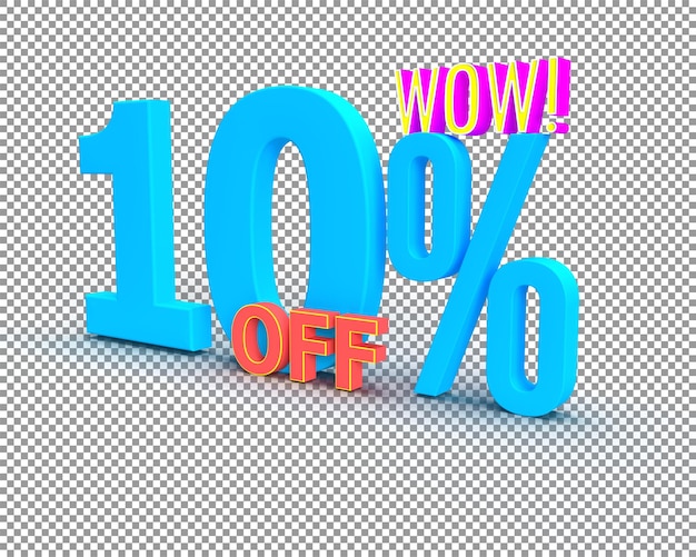 10 percent off the tag in a high-quality 3D rendering file, sale label symbol for shopping mall,